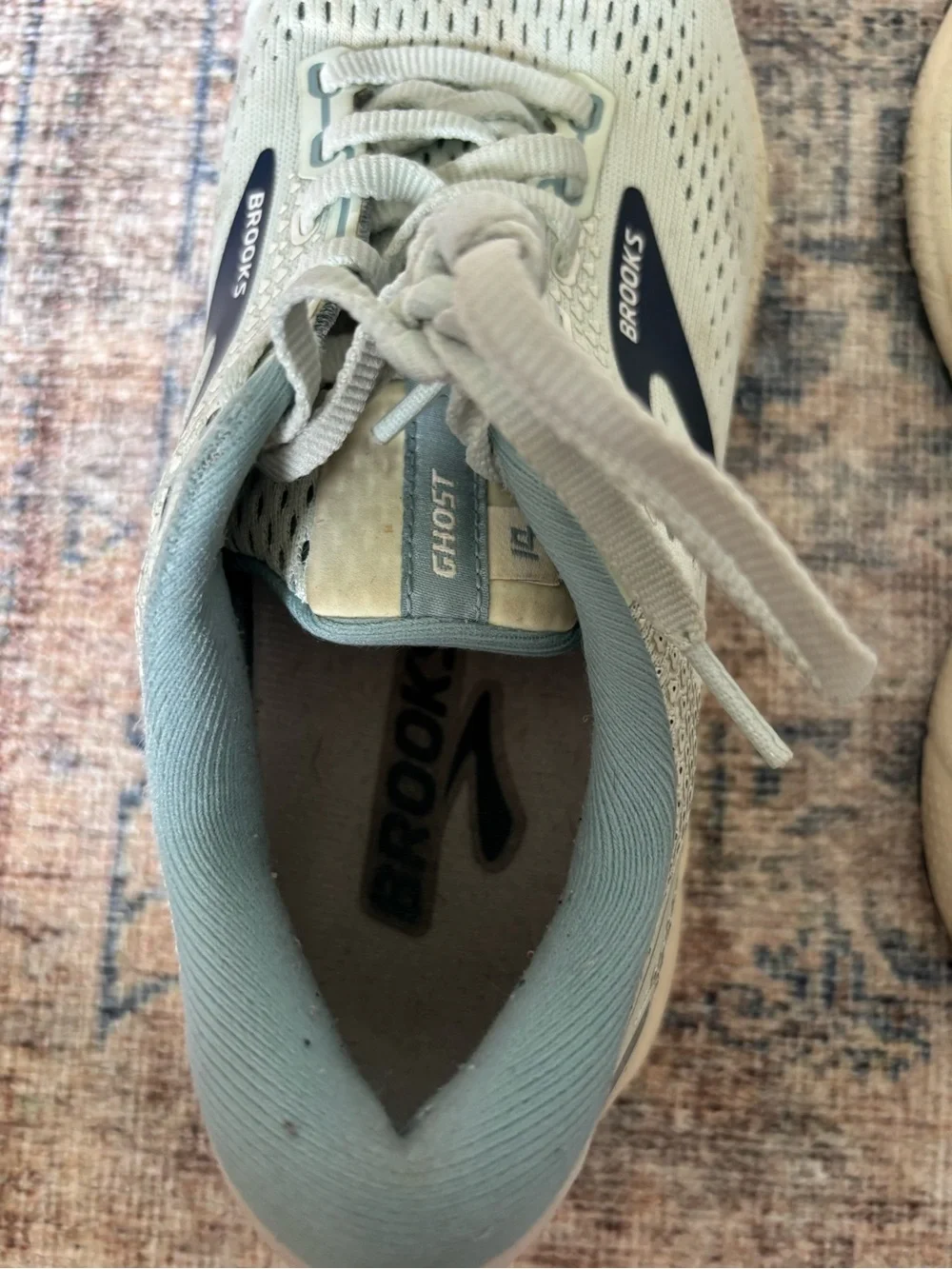 Brooks Ghost Running Shoes - Beige with Teal/Navy Accents - Picture 11 of 14